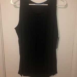 Sleeveless black blouse with buttons
